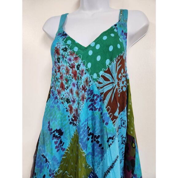 Ananta patchwork Bohemian Patchwork Long Umbrella Dress PAT-3266 H - Picture 4 of 7